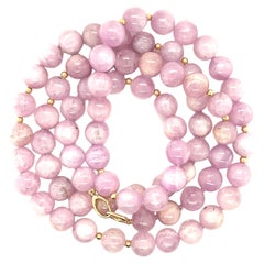 Round Kunzite Bead Strand 14k/18k Yellow Gold