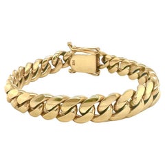 Bracelet à maillons cubains en or jaune 14 carats massif de 10 mm