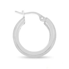 10mm Thick 18K White Gold Hoop Earrings Zig Zag V Vertical Stripe Line Hoops