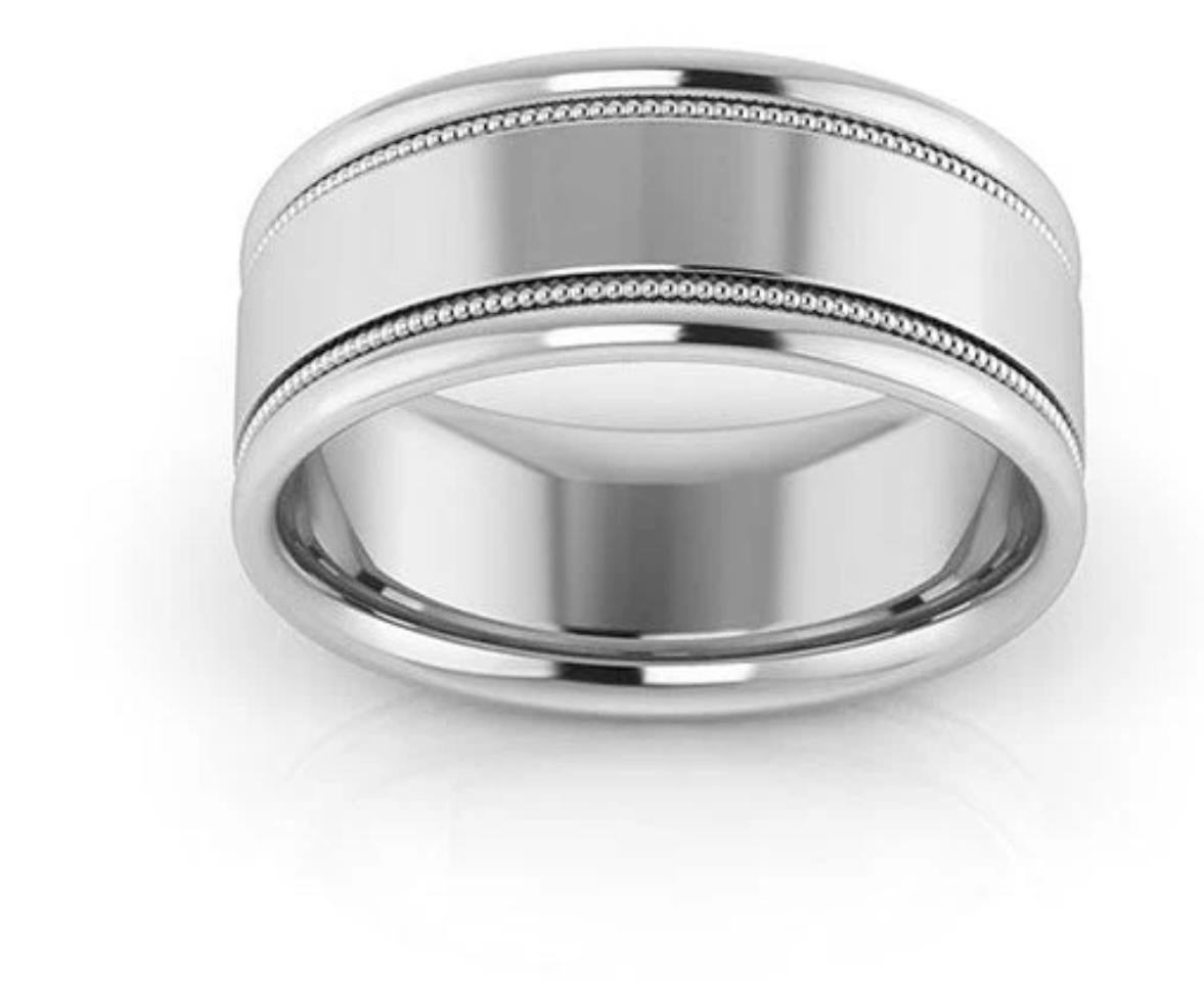 10MM WIDE MILGRAIN EDGE Platinum Plain Wedding Band Ring 24.2 Grams, COMFORT FIT In Excellent Condition For Sale In New York, NY