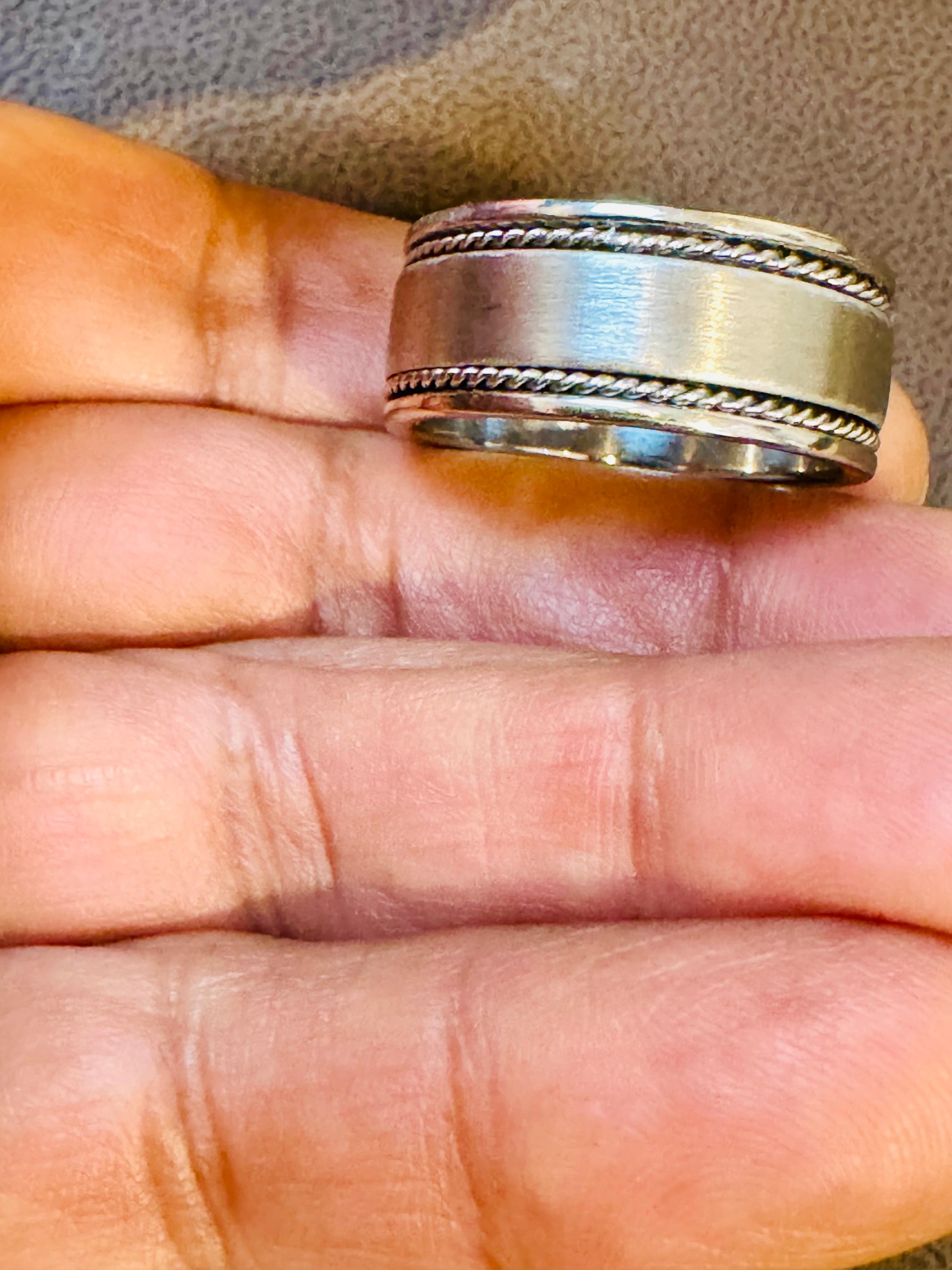10MM WIDE MILGRAIN EDGE Platinum Plain Wedding Band Ring 24.2 Grams, COMFORT FIT For Sale 1
