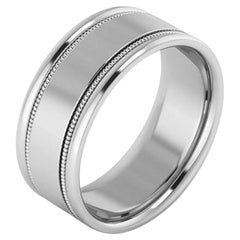 10MM WIDE MILGRAIN EDGE Platinum Plain Wedding Band Ring 24.2 Grams, COMFORT FIT