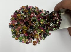 10Pcs Natural Multi Tourmaline Mix Size Oval Cabochon Loose Gemstone Jewelry
