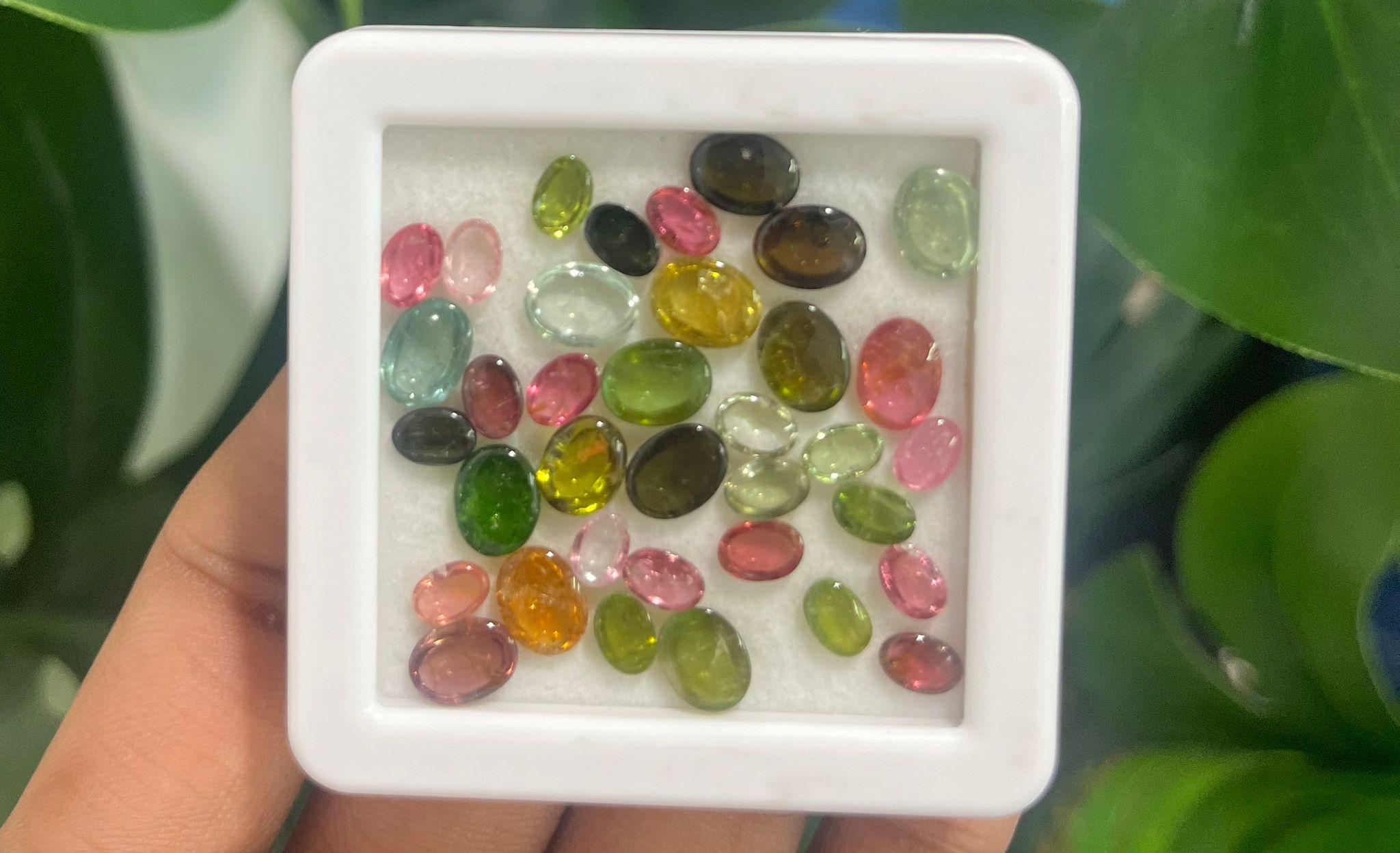 Taglio ovale 10Pcs Naturale Multi Tormalina Mix Dimensioni Ovale Cabochon Gioielli Gemma Sciolta in vendita