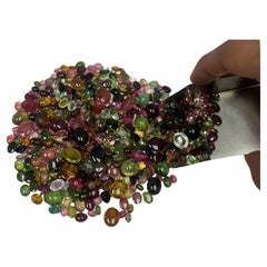 10Pcs Natural Multi Tourmaline Mix Size Oval Cabochon Loose Gemstone Jewelry