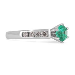 1.0tcw 14K Colombian Emerald-Round Cut & Diamond Engagement Gold Ring