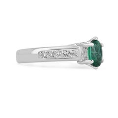 1.0tcw 18K Natural Emerald-Oval Cut & Diamond Accent Shank