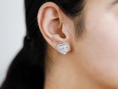 IGI Certified 1tcw Baguette & Round Diamond Halo Stud Earrings in 18K White Gold