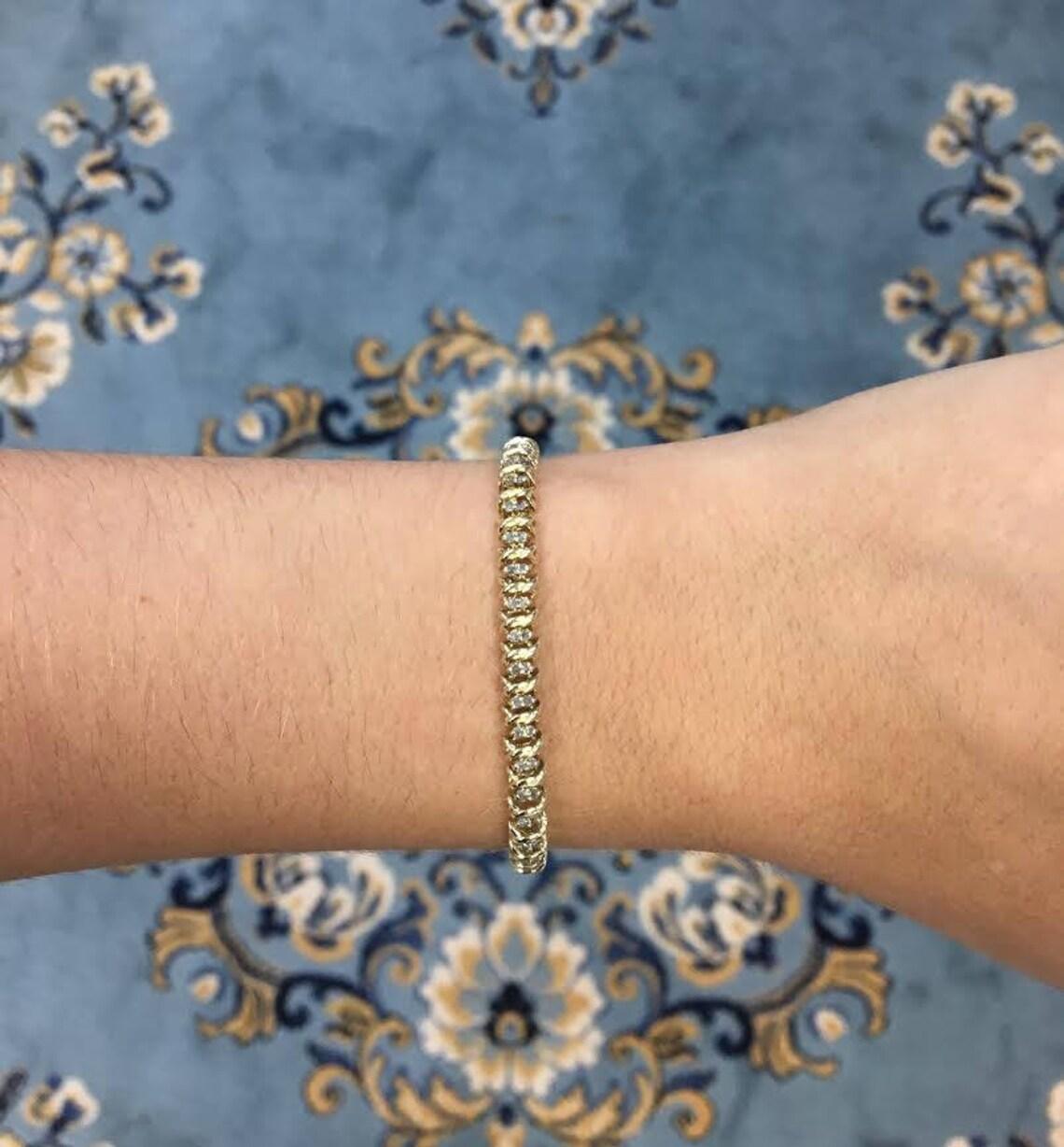 Round Cut 1.0tcw Diamond Solitaire Prong Bracelet Dainty Diamond Bracelet Anniversary For Sale
