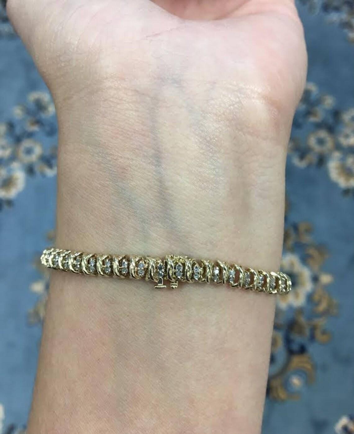 1.0tcw Diamond Solitaire Prong Bracelet Dainty Diamond Bracelet Anniversary In New Condition For Sale In Jupiter, FL