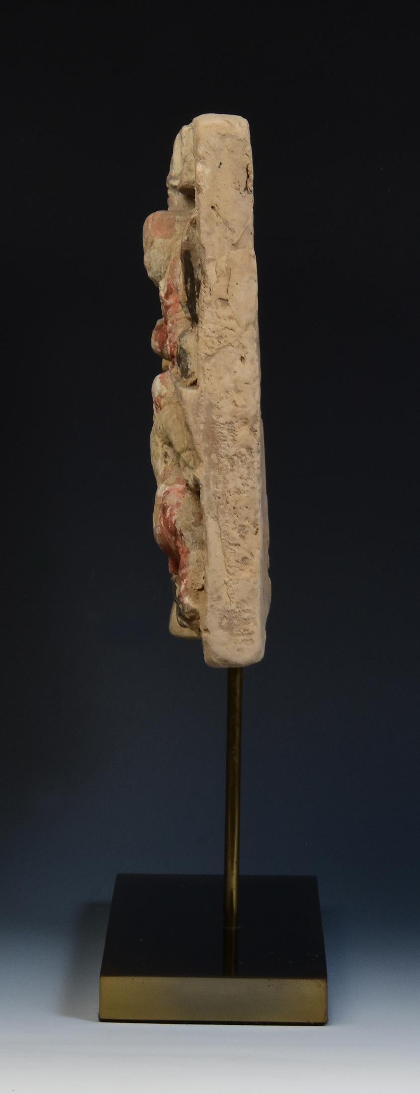 10th - 12th C., Song Dynasty, Antique Chinese Painted Pottery Panel with Figures in vendita 3