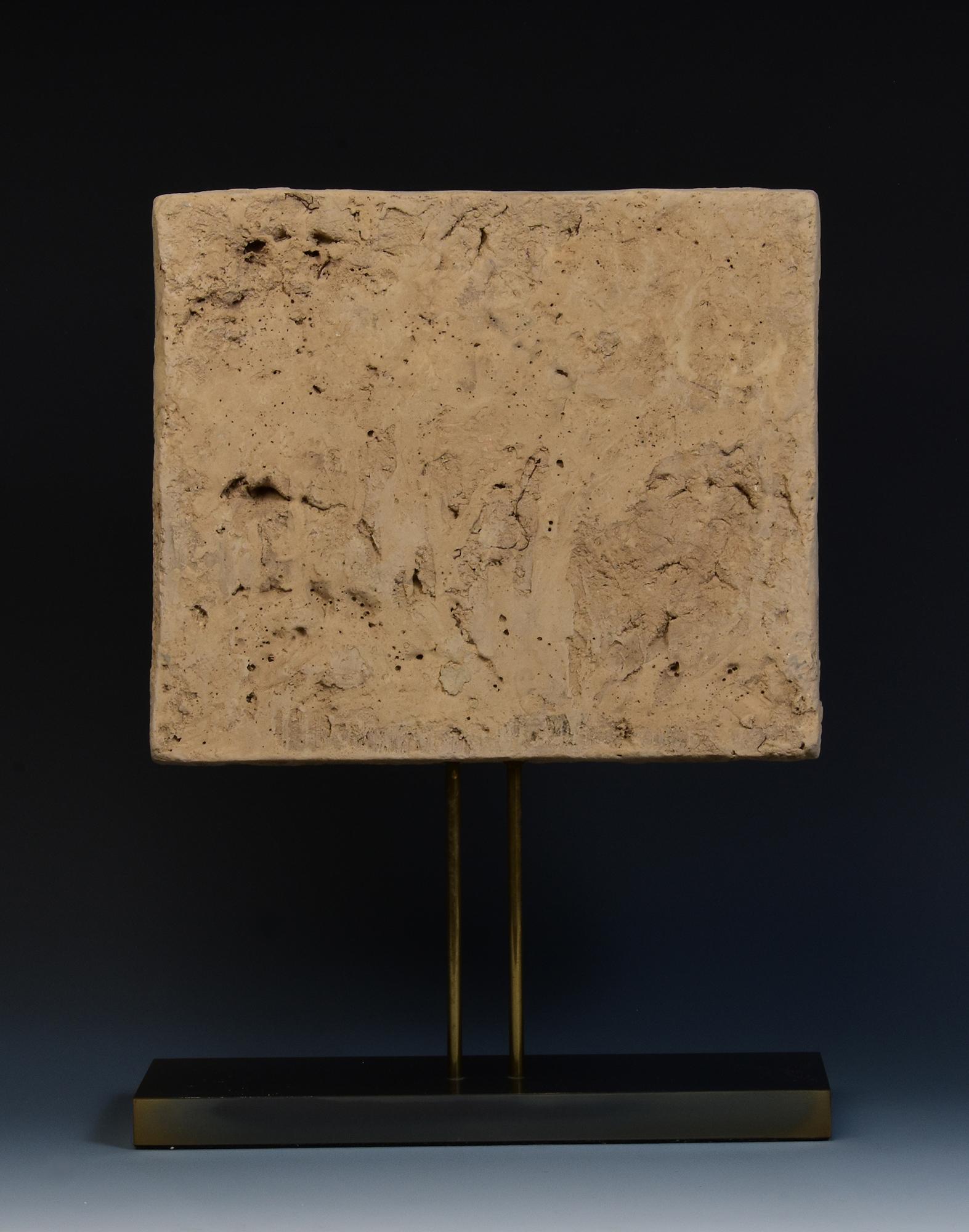 10th - 12th C., Song Dynasty, Antique Chinese Painted Pottery Panel with Figures in vendita 4