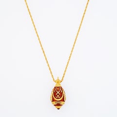10th Anniversary Enamel Faberge Egg Pendant Necklace By Joan Rivers