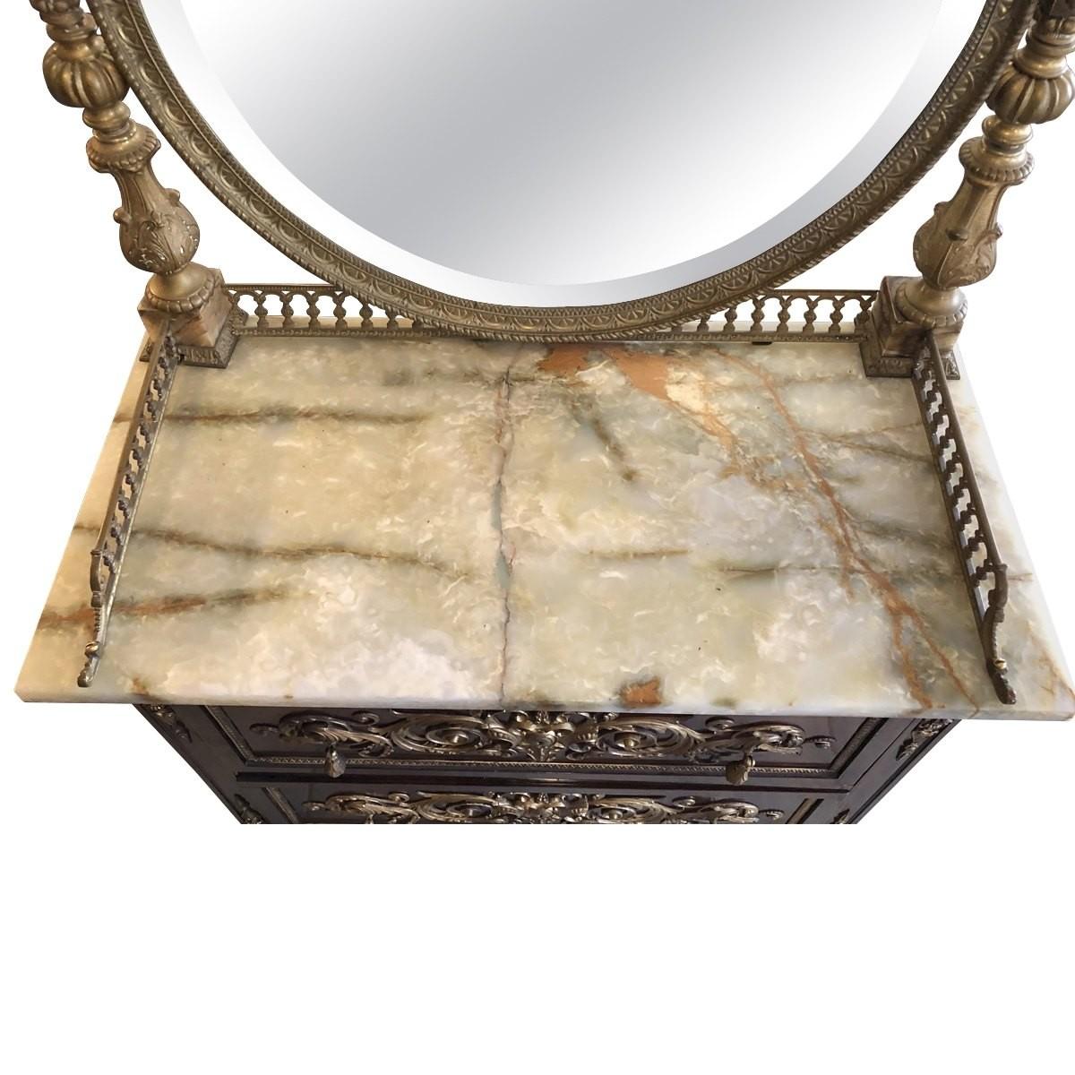 19th Century French Ornate Vanity Dressing Table with Mirror For Sale 1