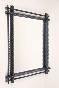 10th Century Rustic Tramp Art Wall Mirror, Notch Cut Design, AT circa 1880
