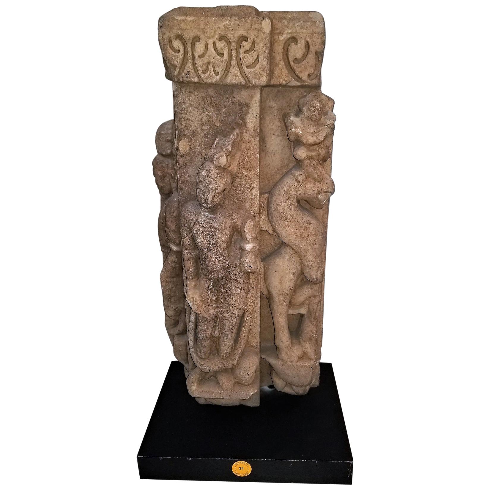 10th Century Temple Bracket Buff Sandstone Central India For Sale