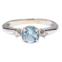 10W Blue Topaz & Diamond Ring