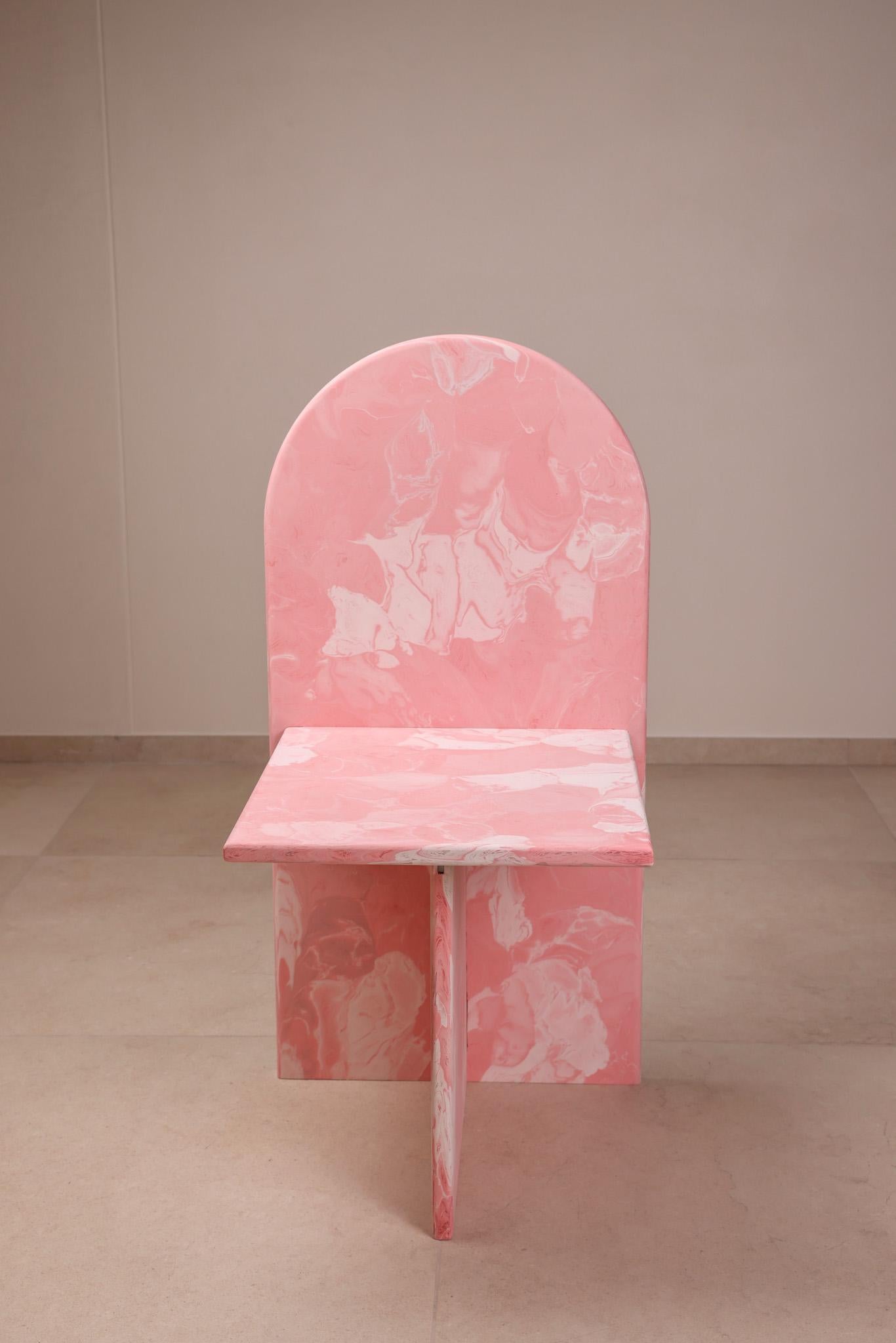 Modern 10x Contemporary Chairs Pink 100% Recycled Plastic Handcrafted by Anqa Studios For Sale