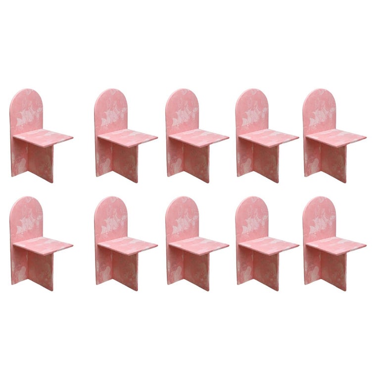 10x Contemporary Chairs Pink 100 Recycled Plastic Handcrafted by Anqa