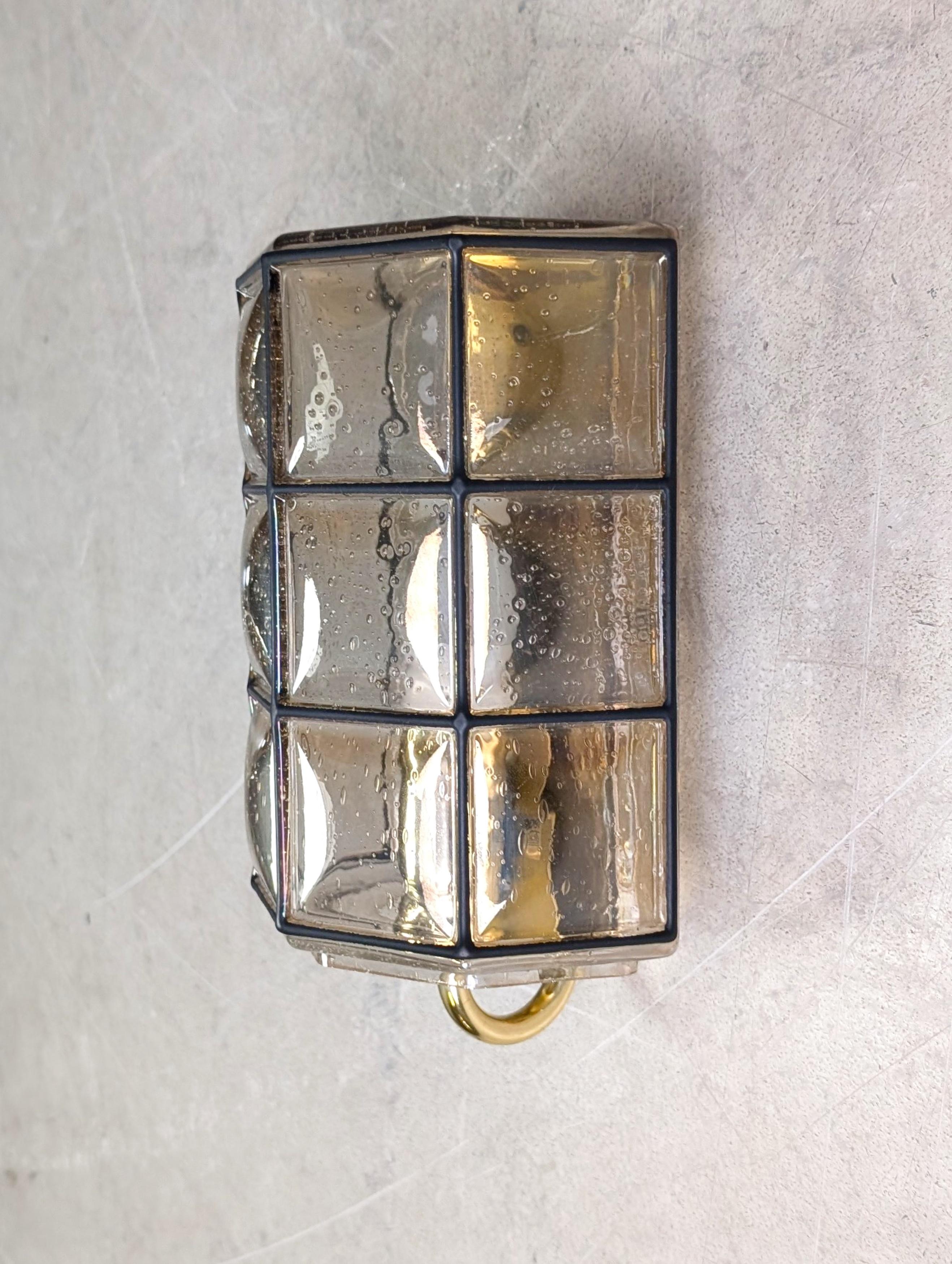 10x Glashütte Limburg Wandleuchte Brutalistisch Lampe Glas Alemán en venta