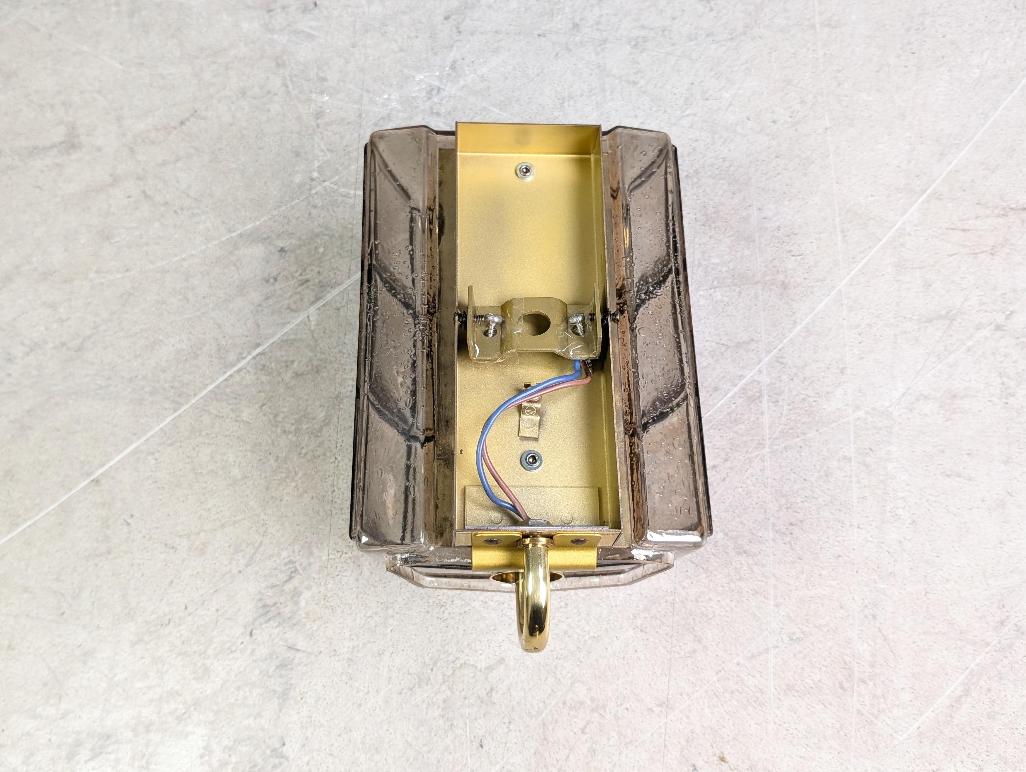 10x Glashütte Limburg Wandleuchte Brutalistisch Lampe Glas Metal en venta