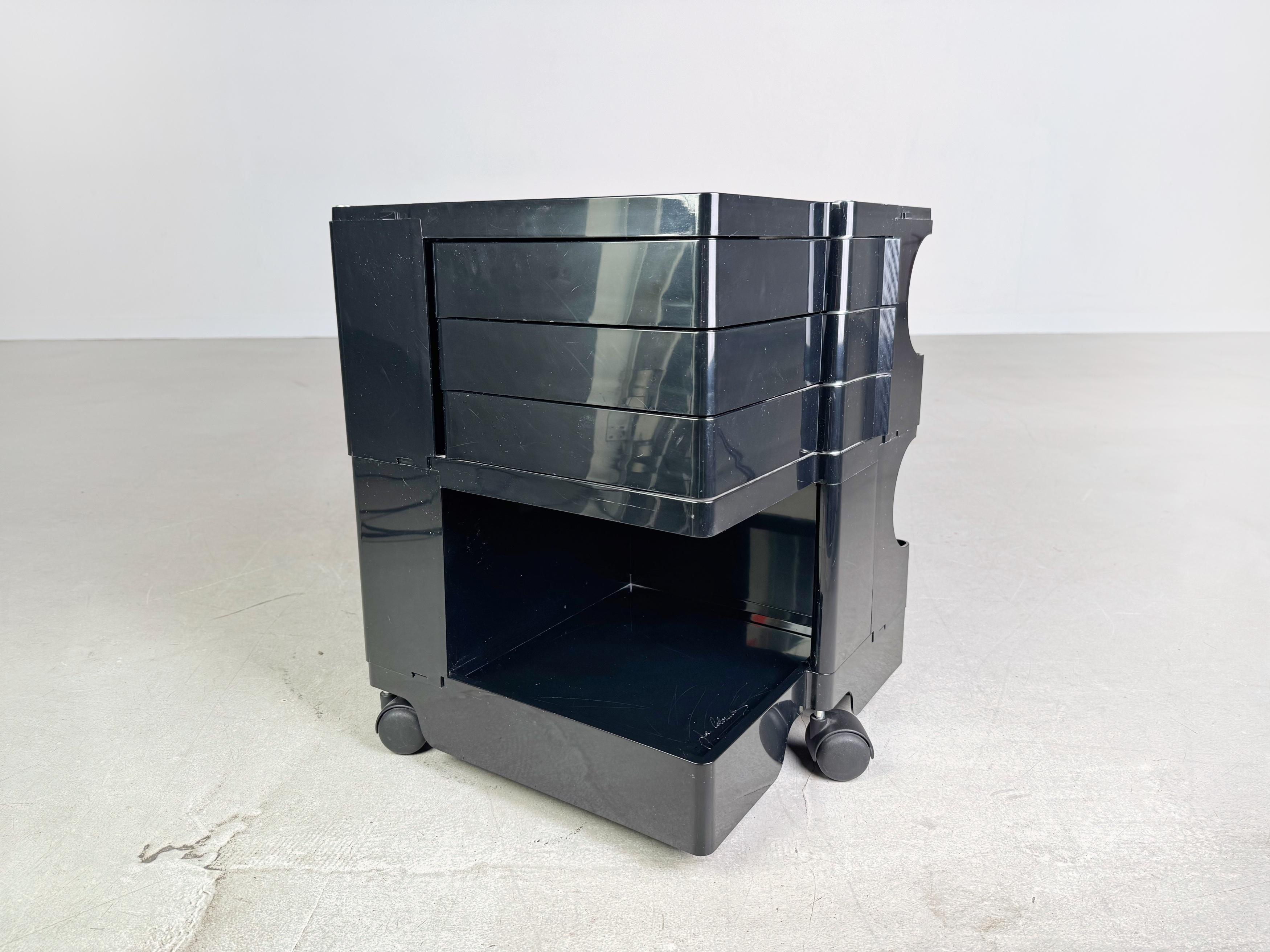 Inconnu 6x Joe Colombo Rollcontainer Bobby Beistelltisch schwarz 1970 Italien en vente