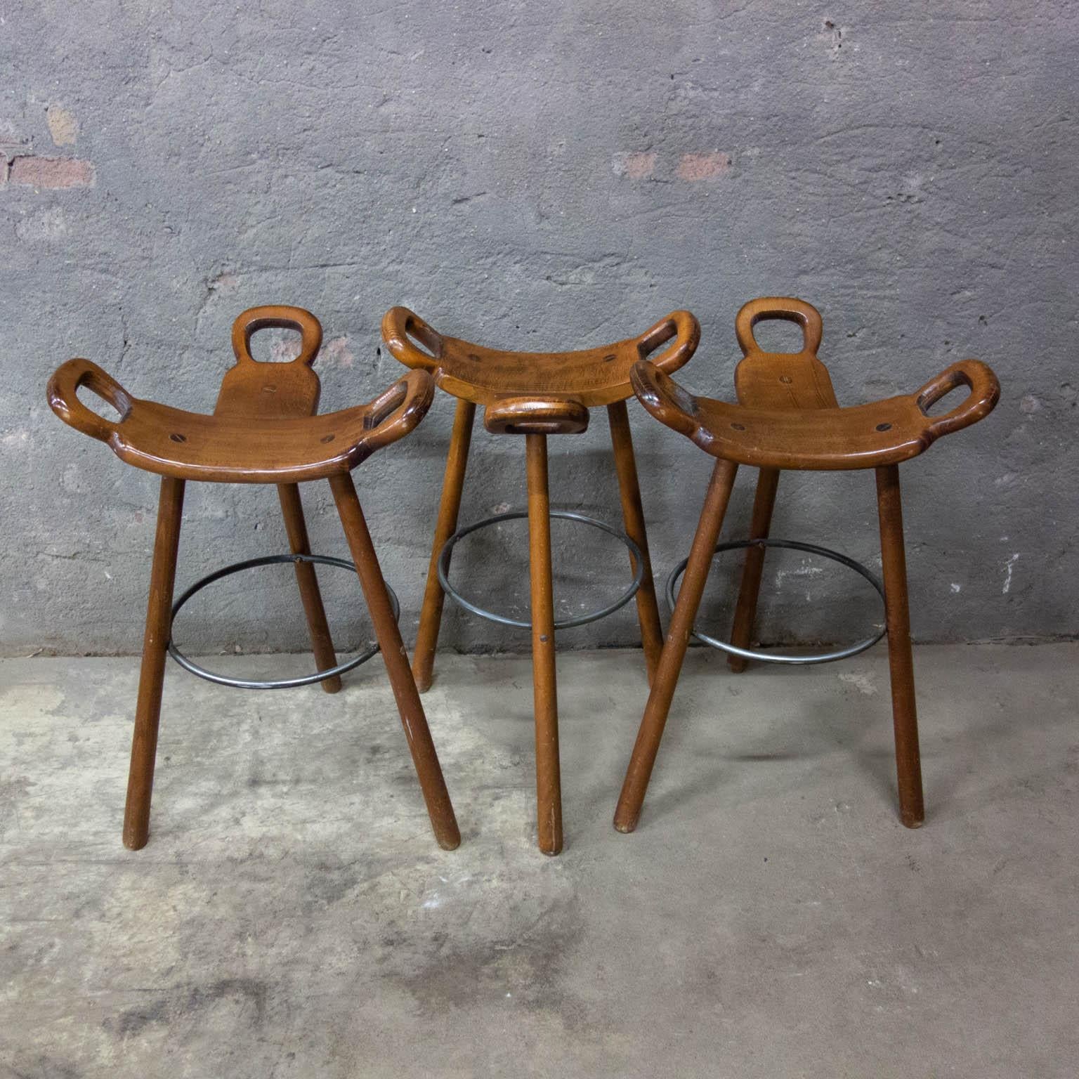 10x Midcentury Brutalist Spanish Bar Stool, Sergio Roderigues Style, Marbella For Sale 6