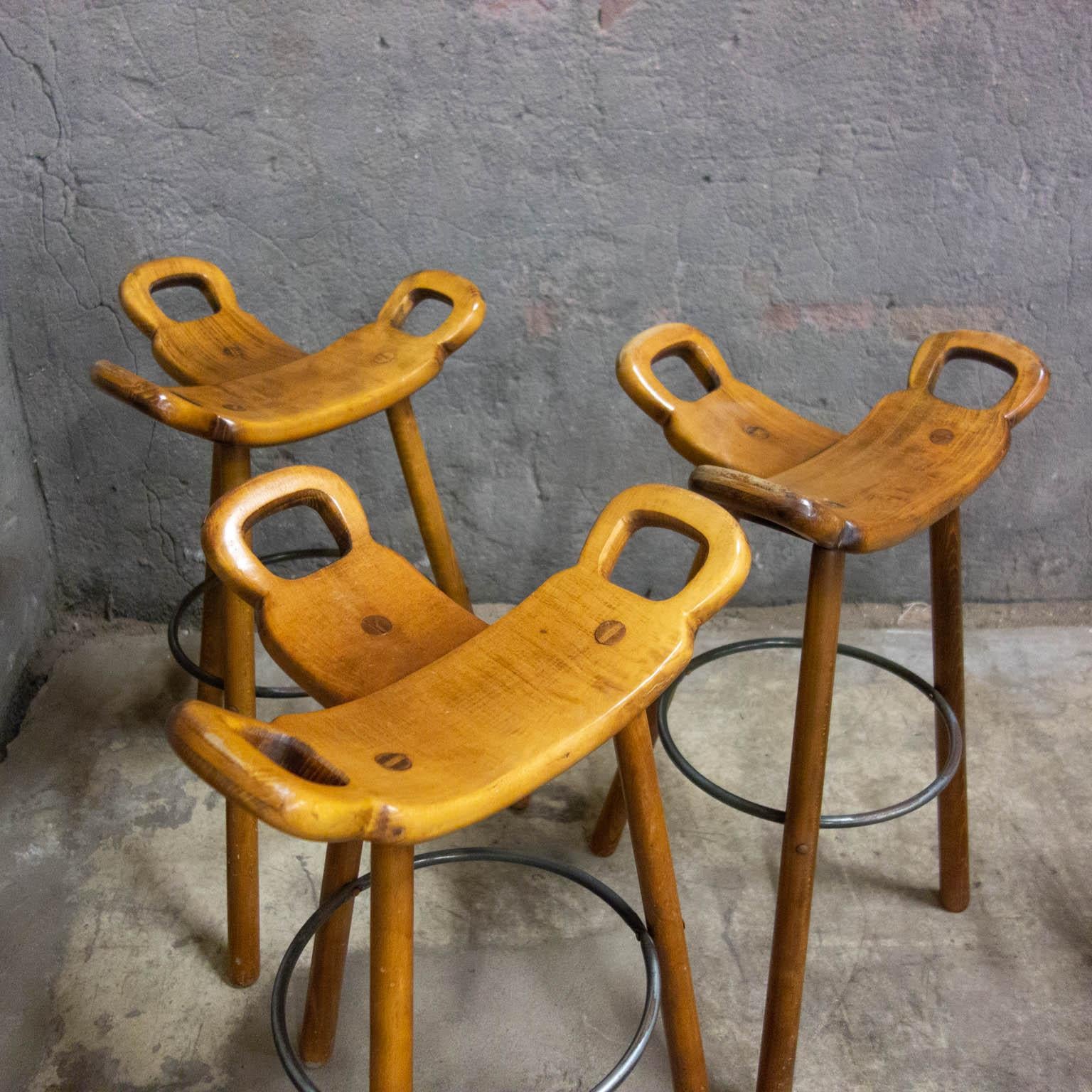 10x Midcentury Brutalist Spanish Bar Stool, Sergio Roderigues Style, Marbella For Sale 1