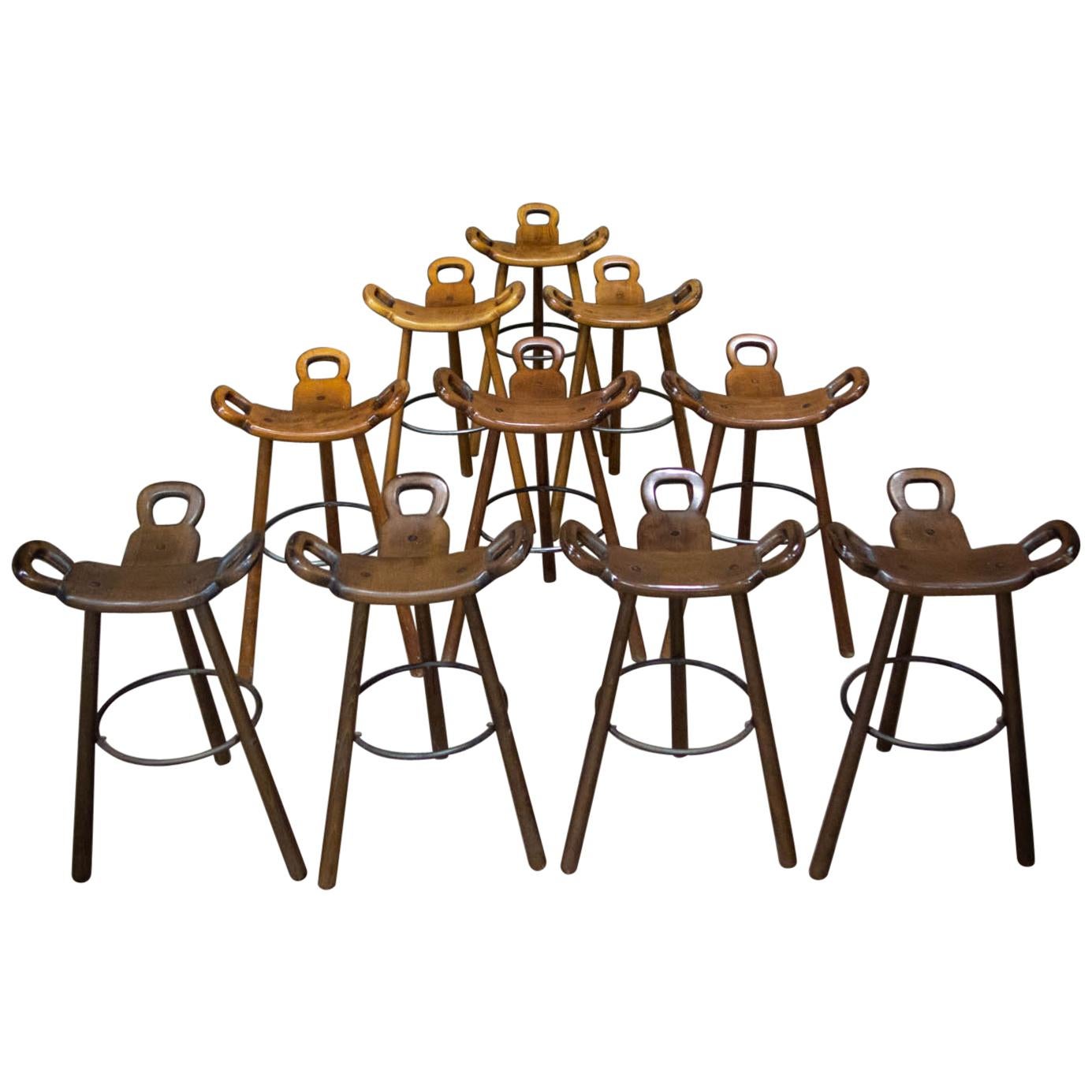 10x Midcentury Brutalist Spanish Bar Stool, Sergio Roderigues Style, Marbella For Sale