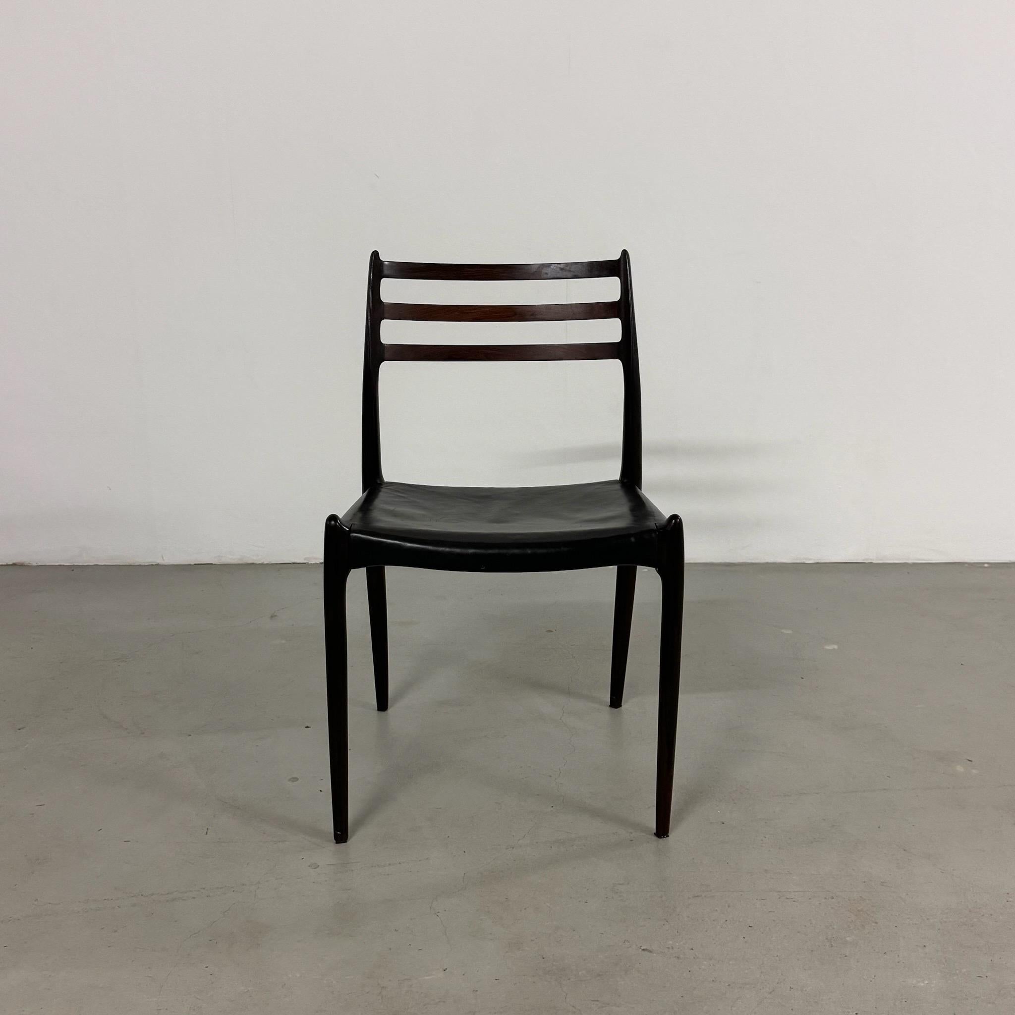 20th Century 10x Model 78 Palisander Chairs by
Niels Otto Moller Denmark 1960s For Sale