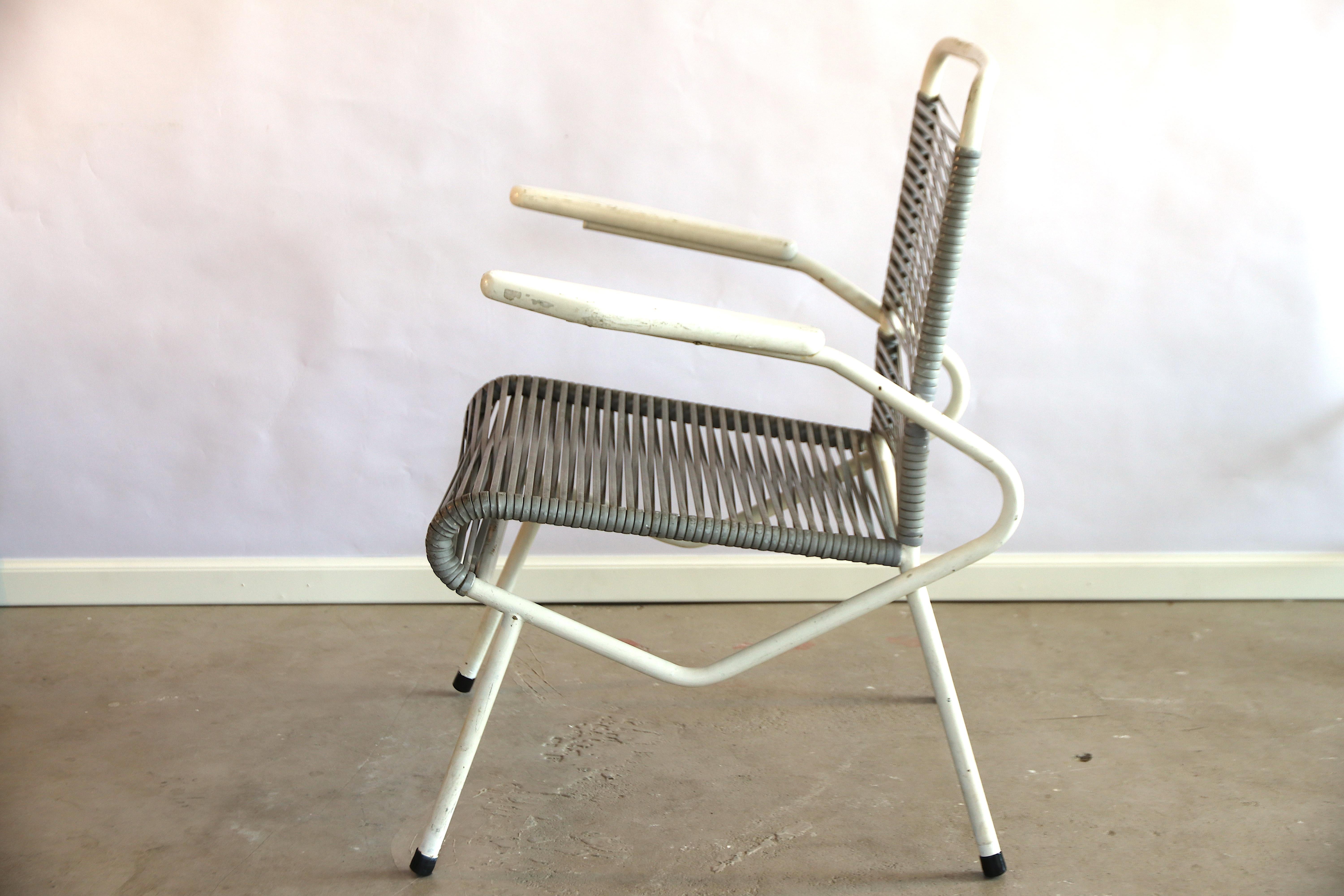 Émaillé 10x Chaises de jardin d'extérieur en acier émaillé à structure tubulaire:: style Gerrit Rietveld en vente