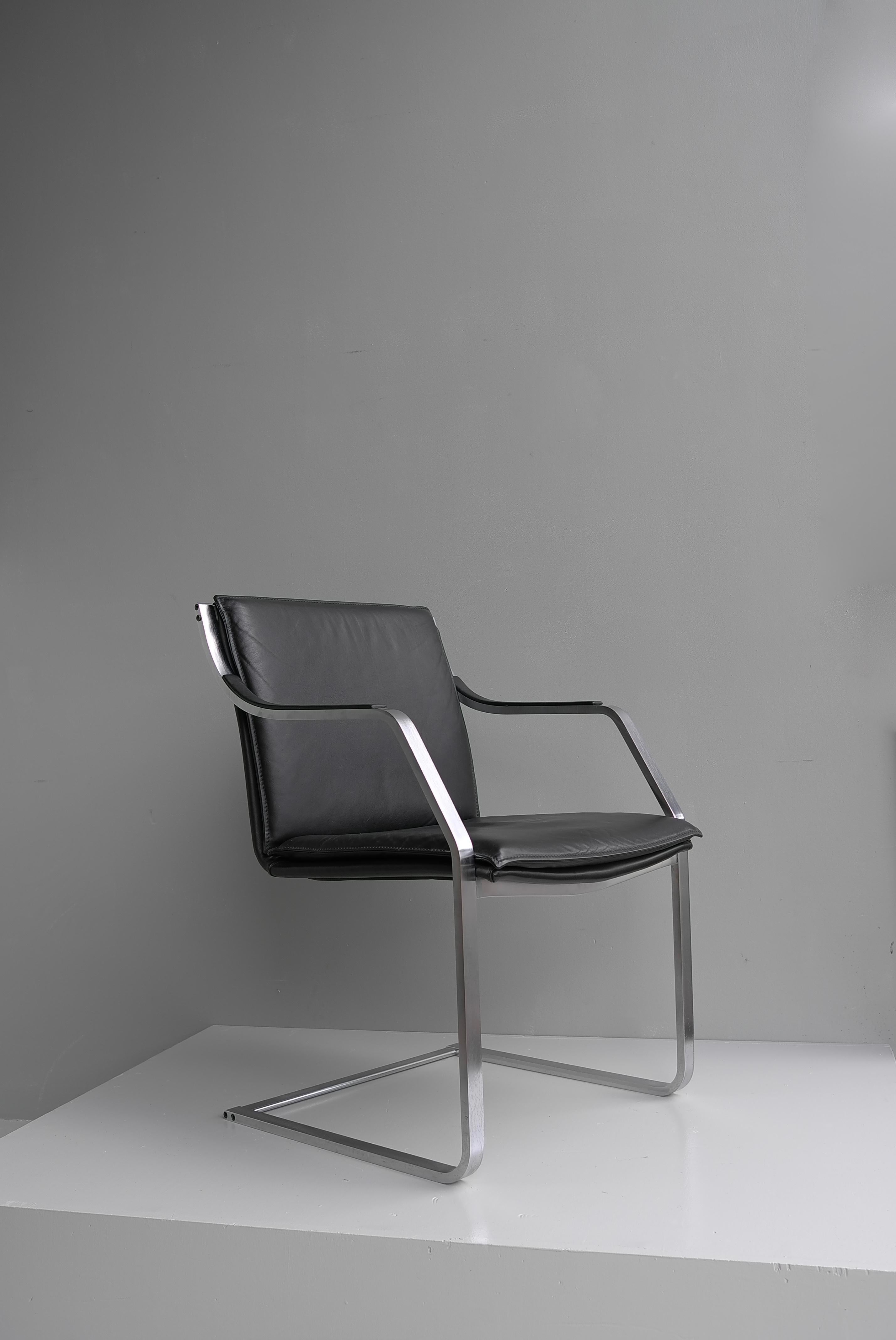 Walter Knoll Art Collection Black Leather & Stainless Chair Rudolf B. Glatzel 
You can use these chairs for different possibilities. Made as office chairs or for example 10 around a conference table, they even look great around a dining room