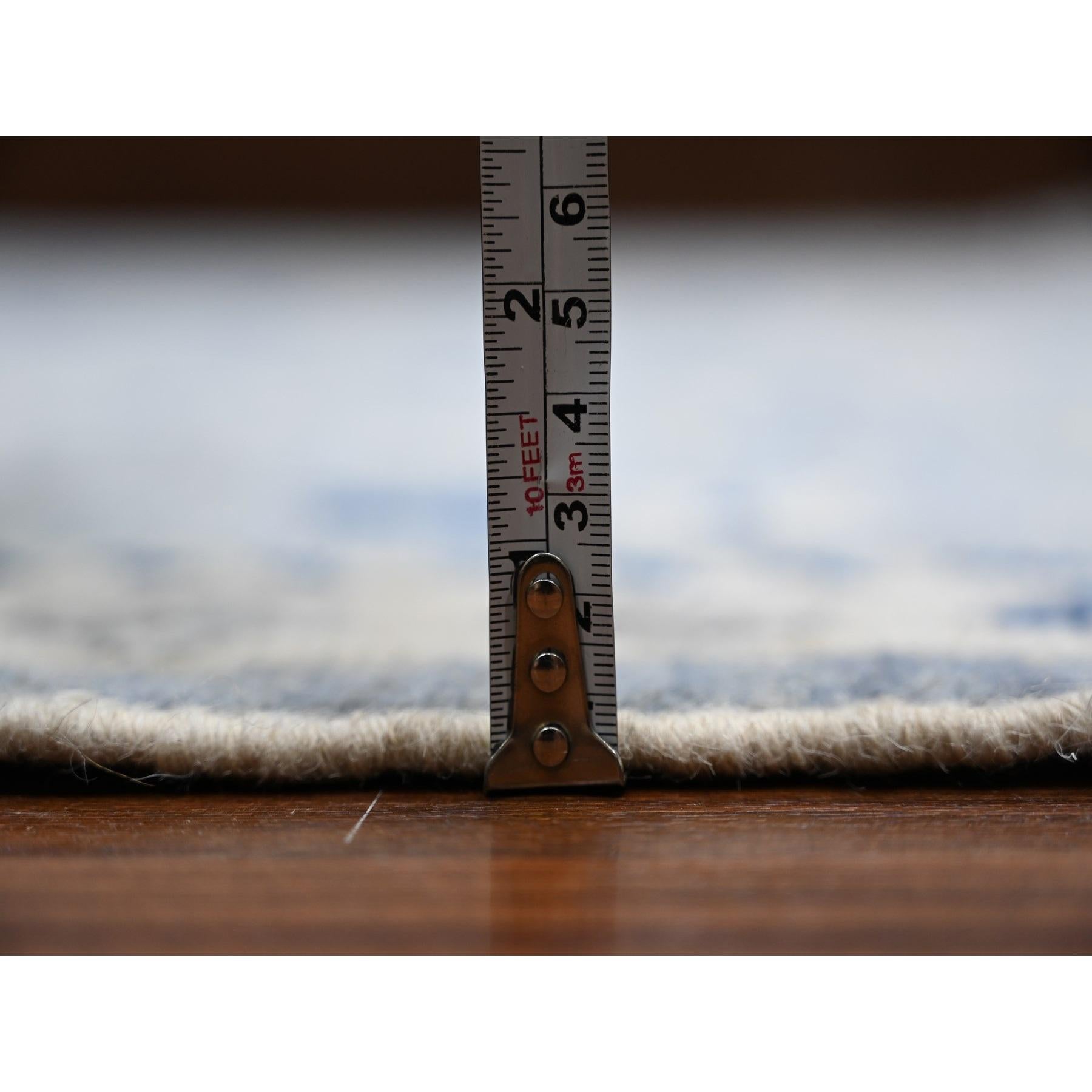 10'x10' Air Force Blau Wolle Schuss Angora Oushak Quadratischer Orientteppich im Angebot 4