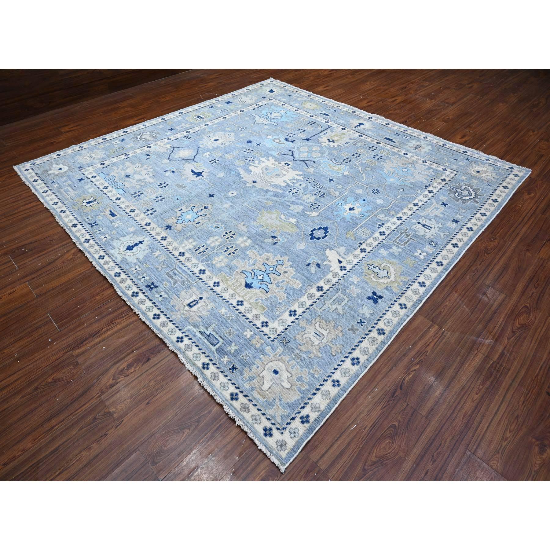 10'x10' Air Force Blau Wolle Schuss Angora Oushak Quadratischer Orientteppich (Afghanisch) im Angebot
