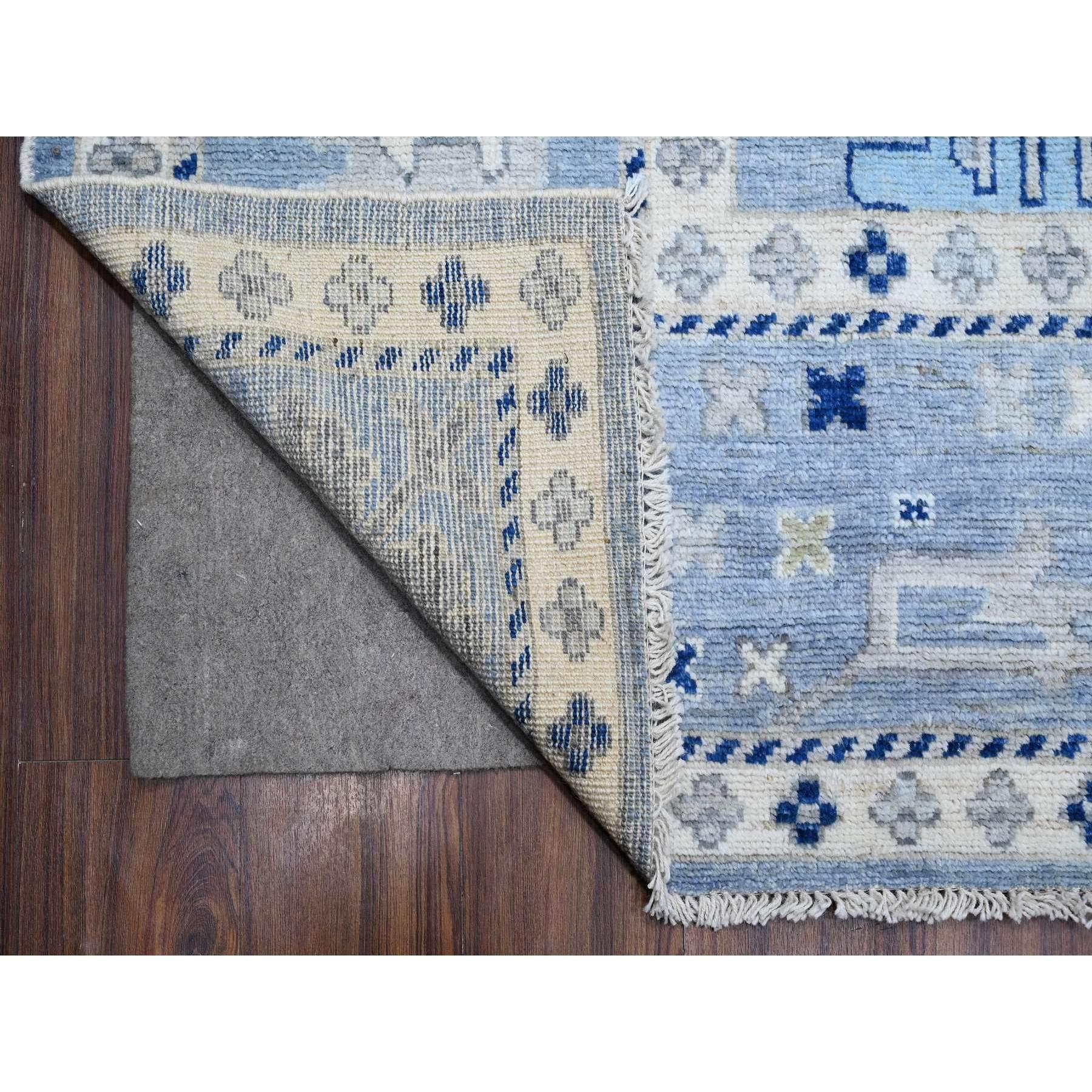 10'x10' Air Force Blau Wolle Schuss Angora Oushak Quadratischer Orientteppich (Handgeknüpft) im Angebot