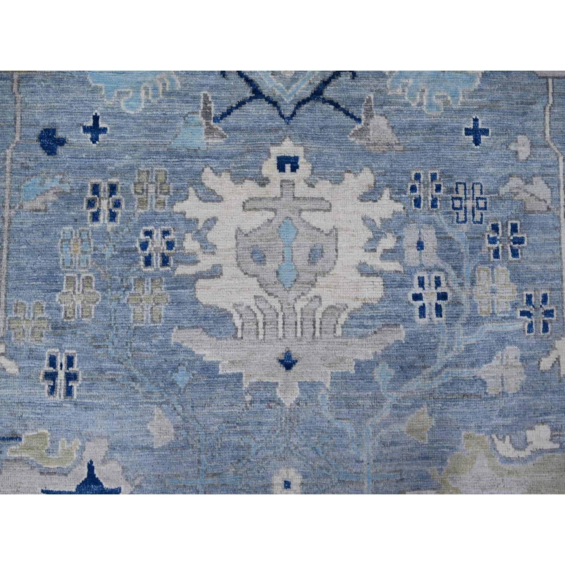 10'x10' Air Force Blau Wolle Schuss Angora Oushak Quadratischer Orientteppich im Angebot 2