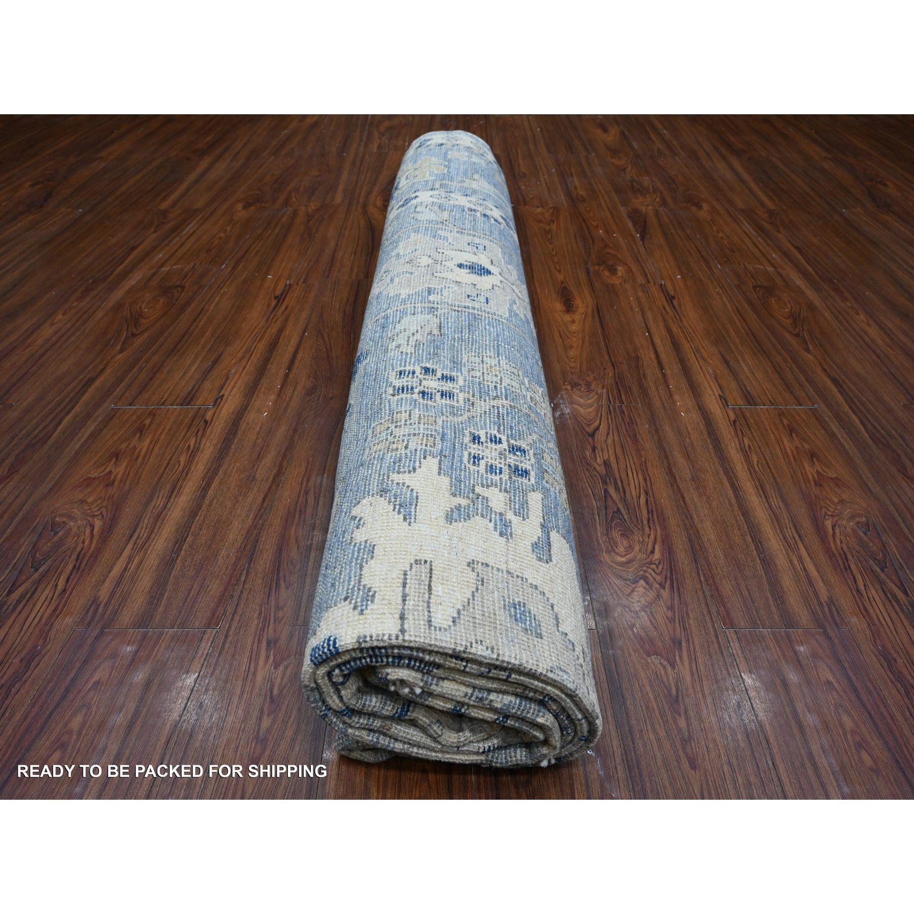 10'x10' Air Force Blau Wolle Schuss Angora Oushak Quadratischer Orientteppich im Angebot 3