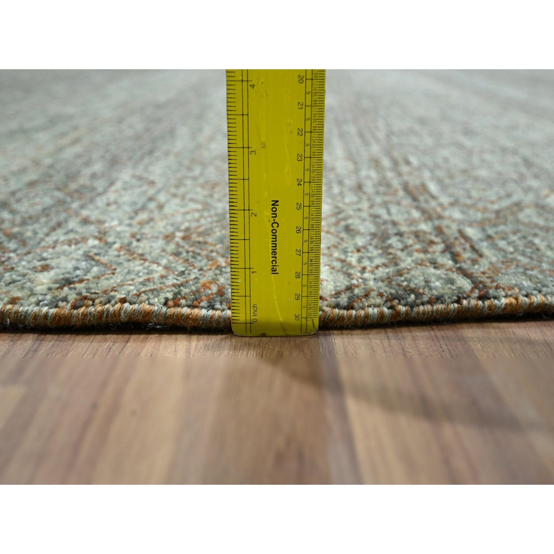 10'x10' Tapis rond en laine pure Kohinoor Herat, gris arsenic, noué à la main en vente 3