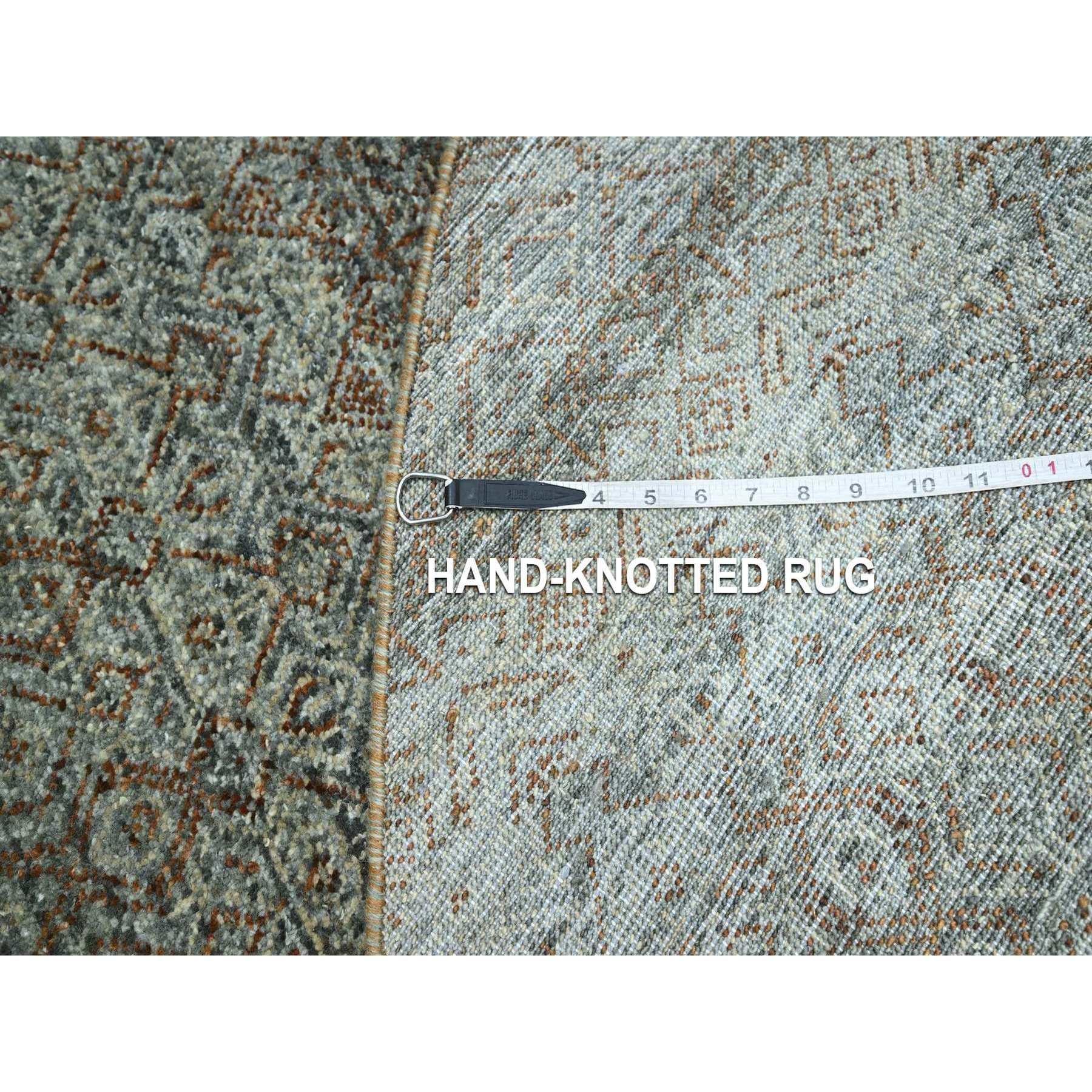 10'x10' Tapis rond en laine pure Kohinoor Herat, gris arsenic, noué à la main en vente 4