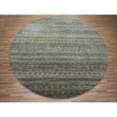 10'x10' Arsenic Gray Kohinoor Herat Pattern Hand Knotted Pure Wool Round Rug