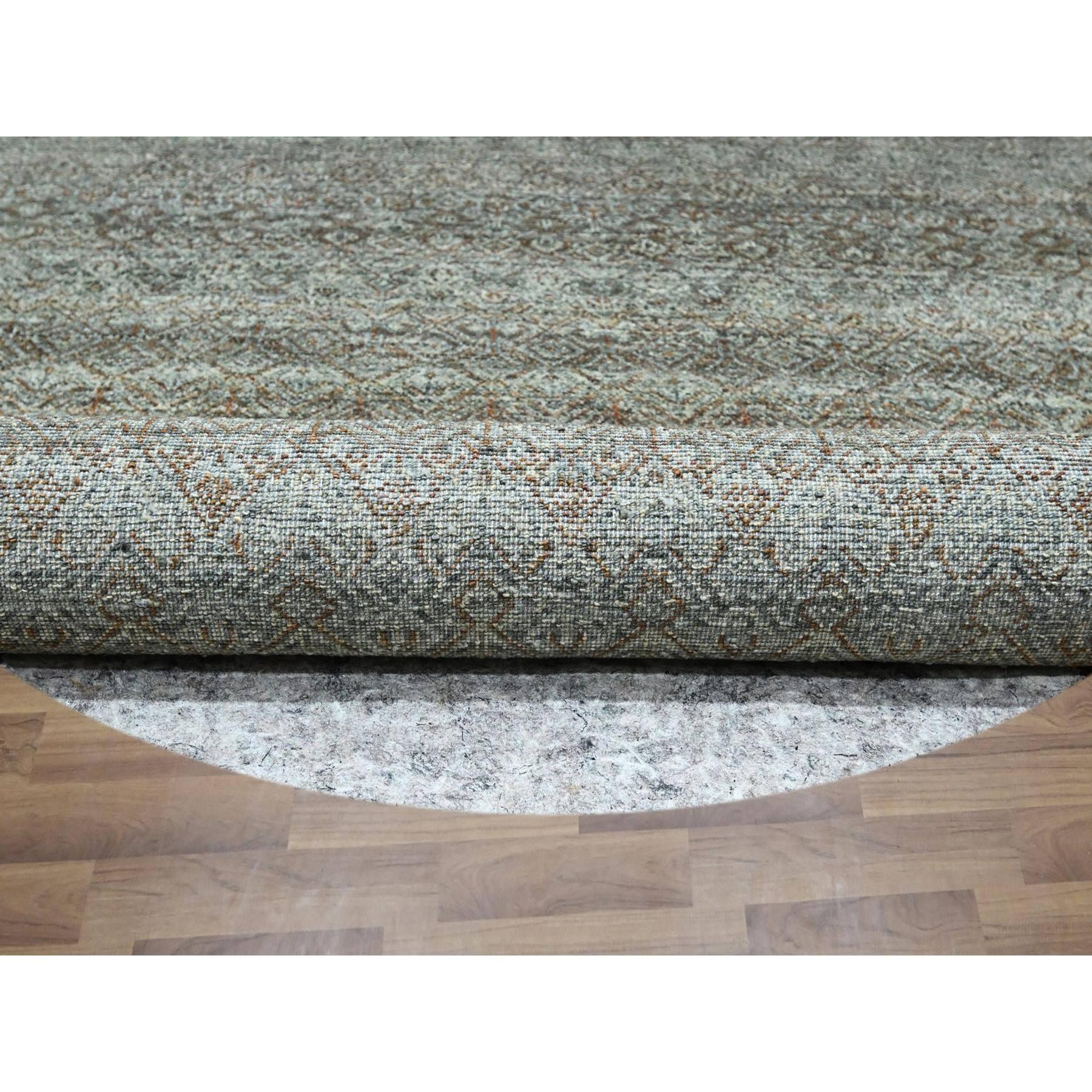 Noué à la main 10'x10' Tapis rond en laine pure Kohinoor Herat, gris arsenic, noué à la main en vente