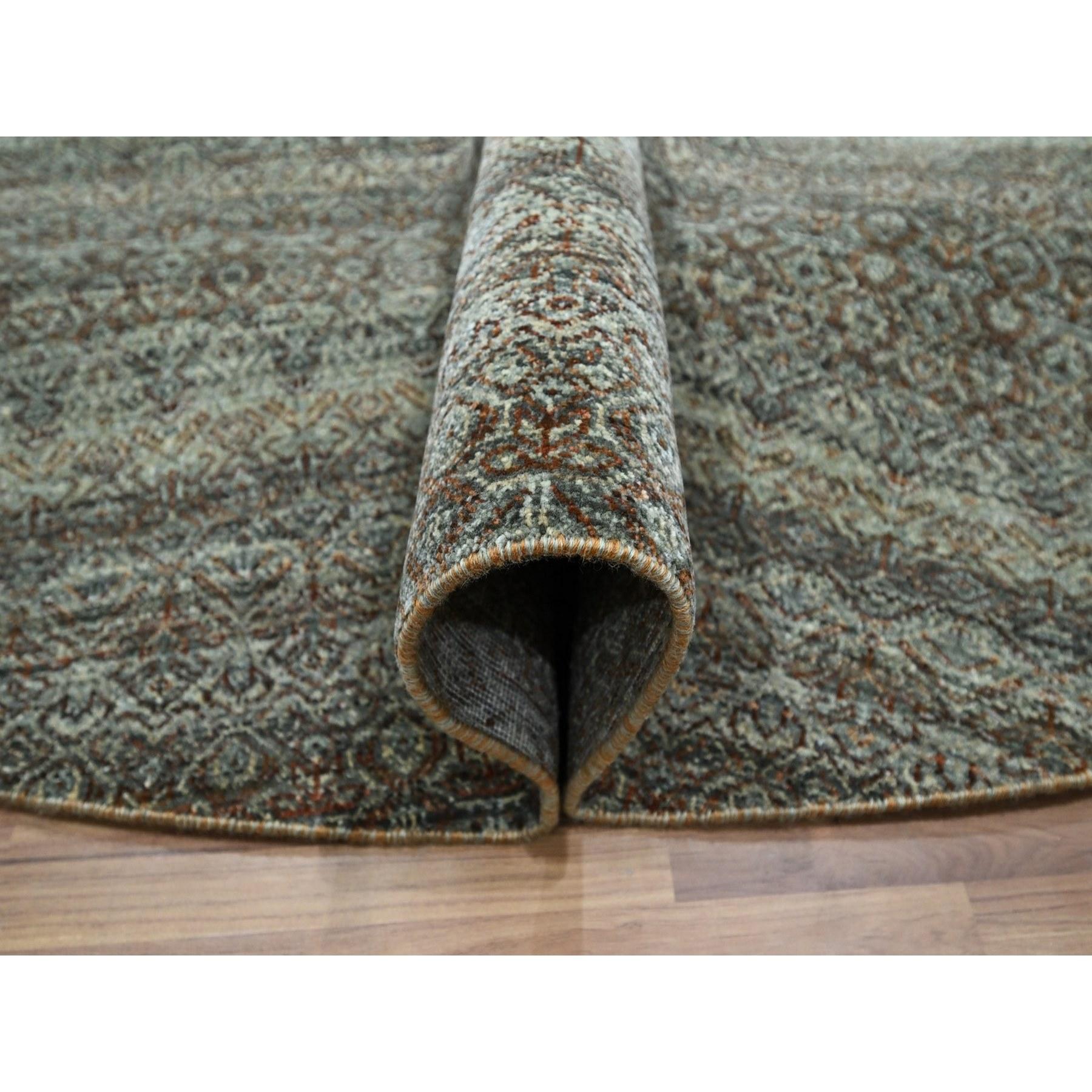 10'x10' Tapis rond en laine pure Kohinoor Herat, gris arsenic, noué à la main Neuf - En vente à Carlstadt, NJ