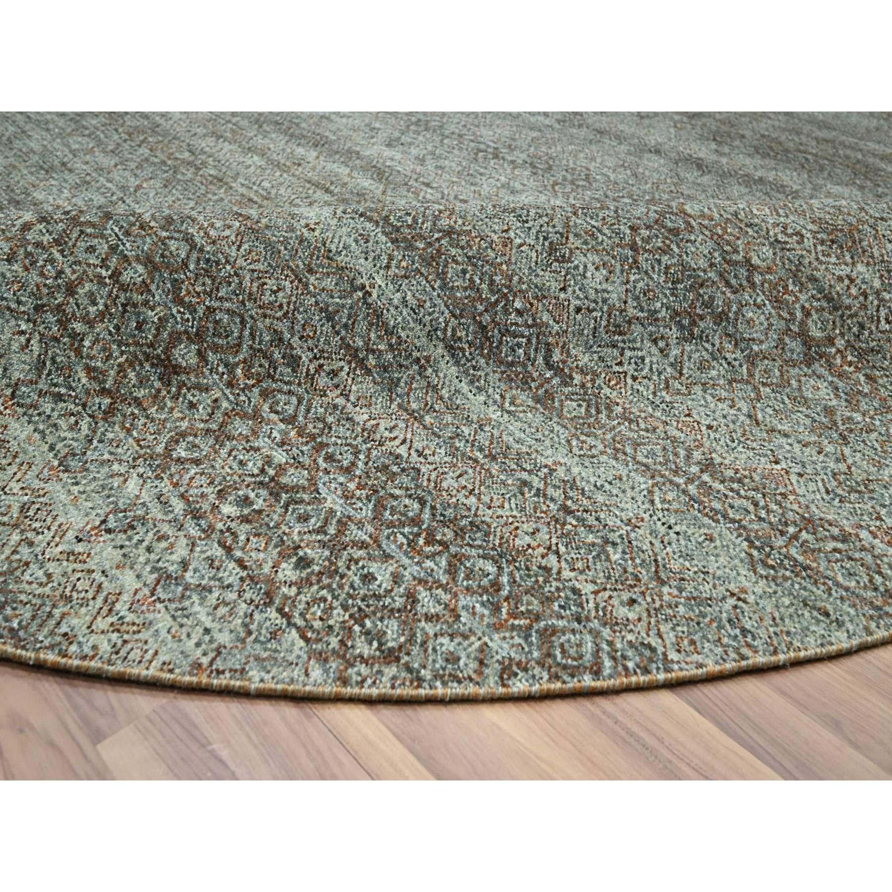 XXIe siècle et contemporain 10'x10' Tapis rond en laine pure Kohinoor Herat, gris arsenic, noué à la main en vente