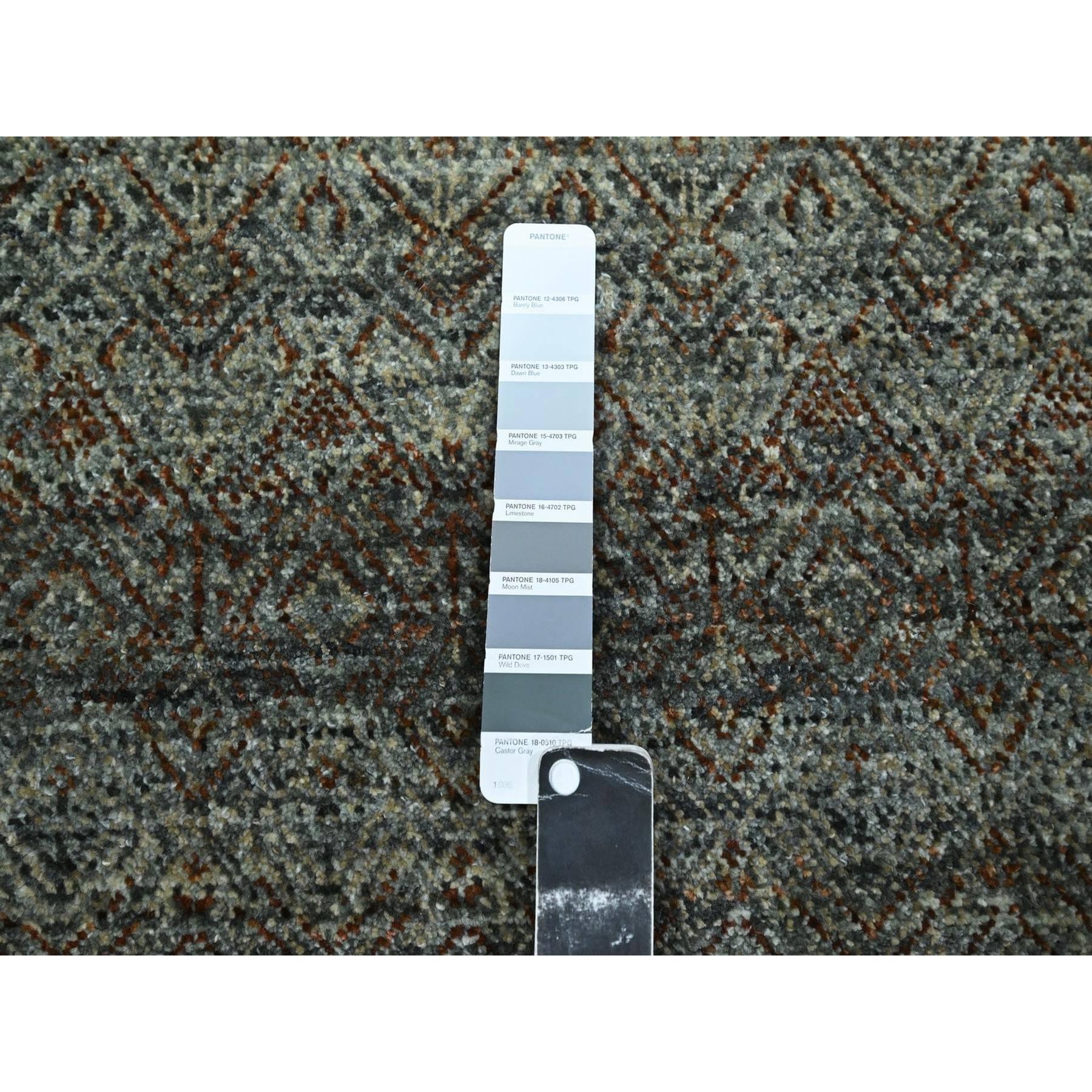 Laine 10'x10' Tapis rond en laine pure Kohinoor Herat, gris arsenic, noué à la main en vente