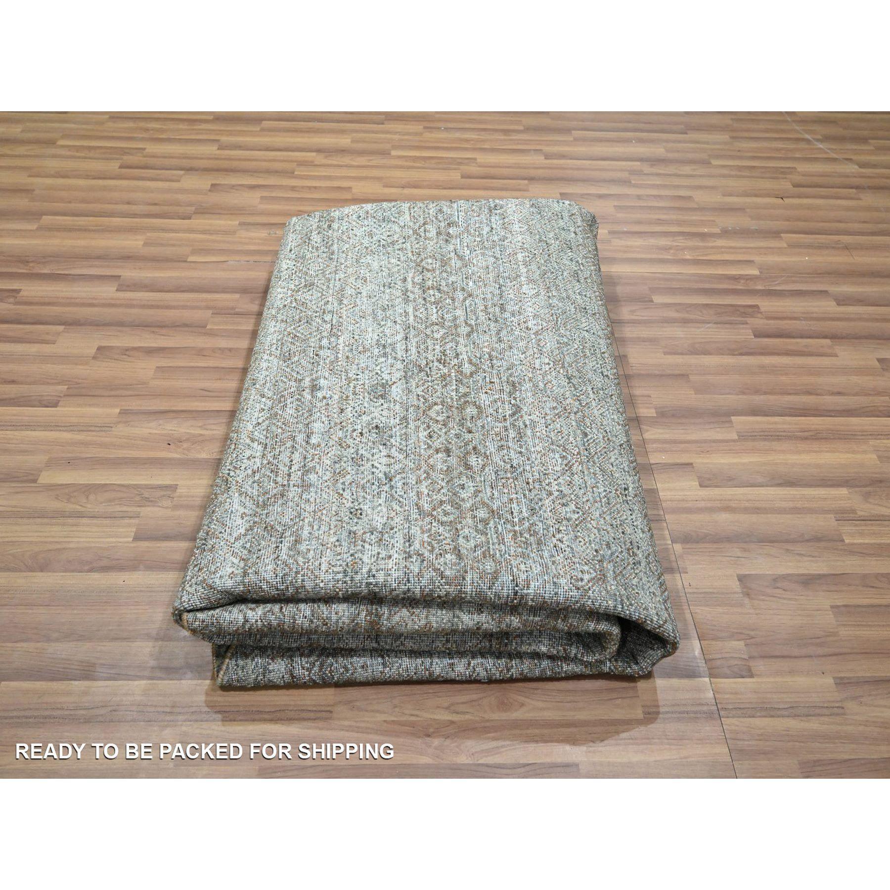 10'x10' Tapis rond en laine pure Kohinoor Herat, gris arsenic, noué à la main en vente 2
