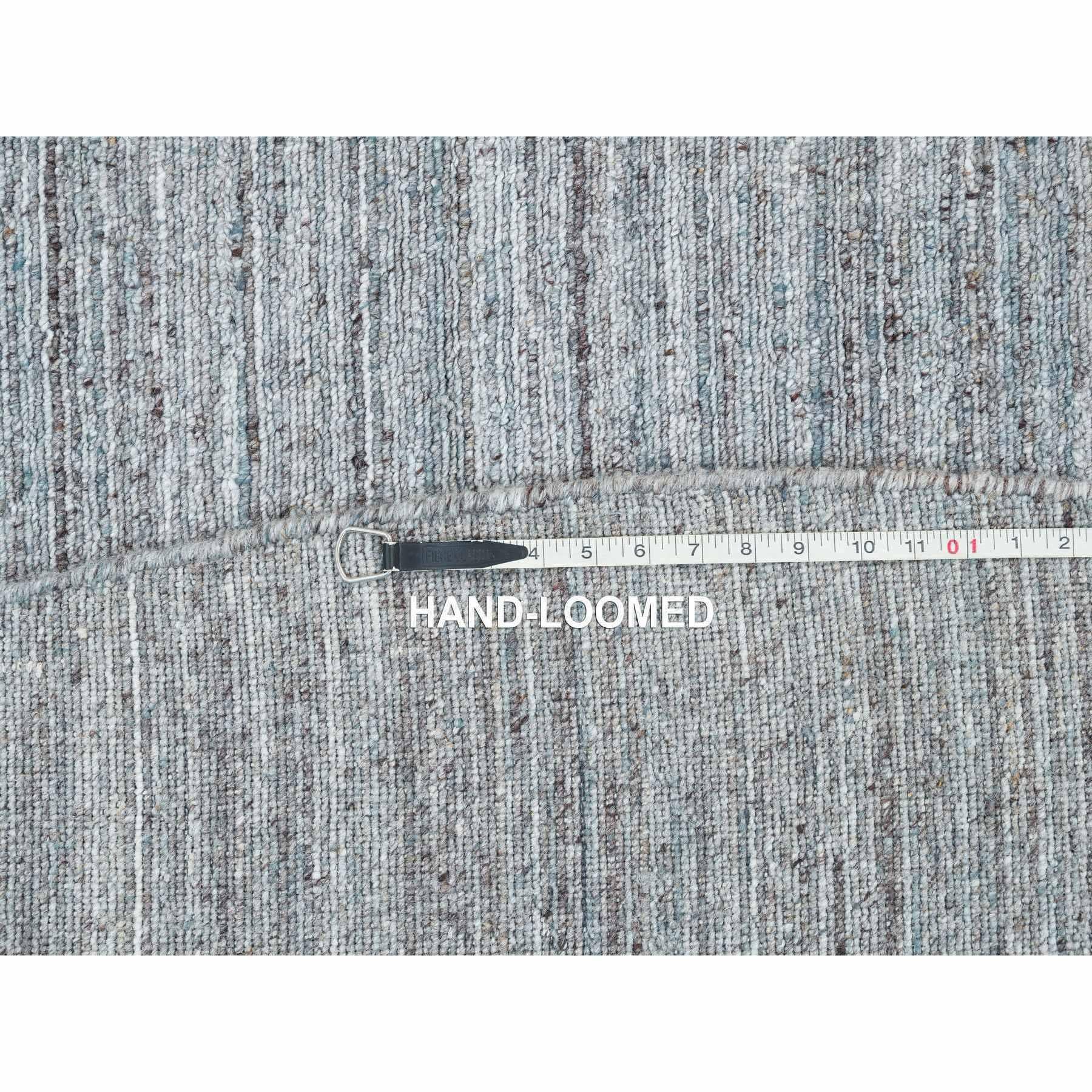 10'x10' Arsenic Gray Wool Hand Loomed Modern Striae Design Round Oriental Rug For Sale 5