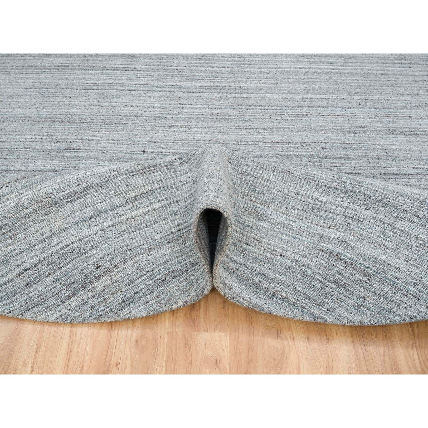 10'x10' Arsenic Gray Wool Hand Loomed Modern Striae Design Round Oriental Rug In New Condition For Sale In Carlstadt, NJ