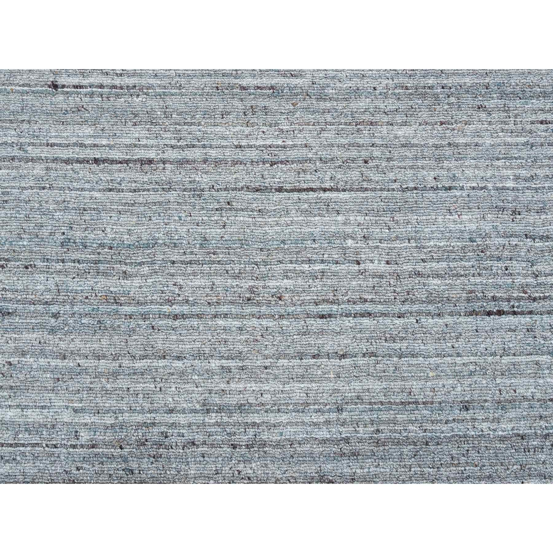10'x10' Arsenic Gray Wool Hand Loomed Modern Striae Design Round Oriental Rug For Sale 2