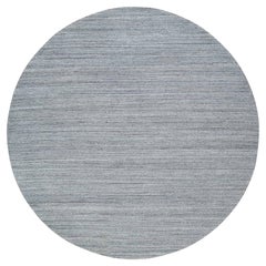 10'x10' Arsenic Gray Wool Hand Loomed Modern Striae Design Round Oriental Rug