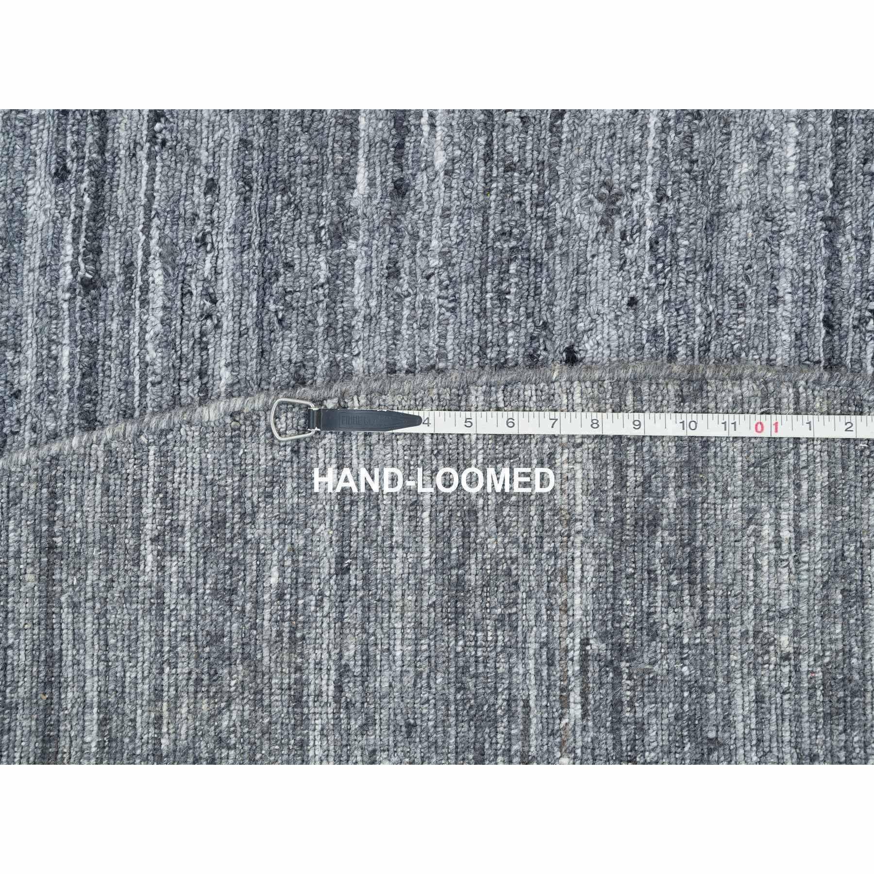 10'x10' Arsenic Gray Wolle Modern Striae Rund Handgewobener Orientteppich im Angebot 4